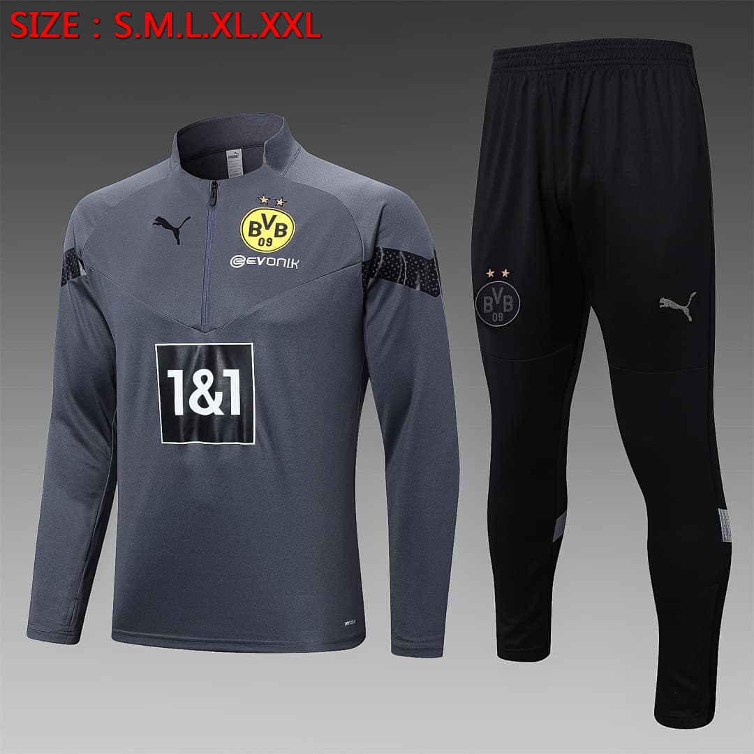 Fato de Treino Borussia Dortmund Manga Longa 2026/27 — Cinza Escuro