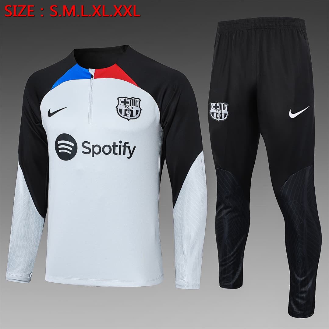 Fato de Treino Barcelona Manga Longa 2026/27 — Cinza Claro