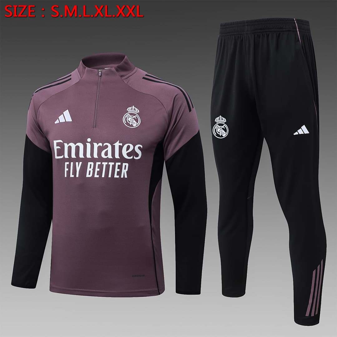 Fato de Treino Real Madrid Manga Longa 2026/27 — Cinza Roxo