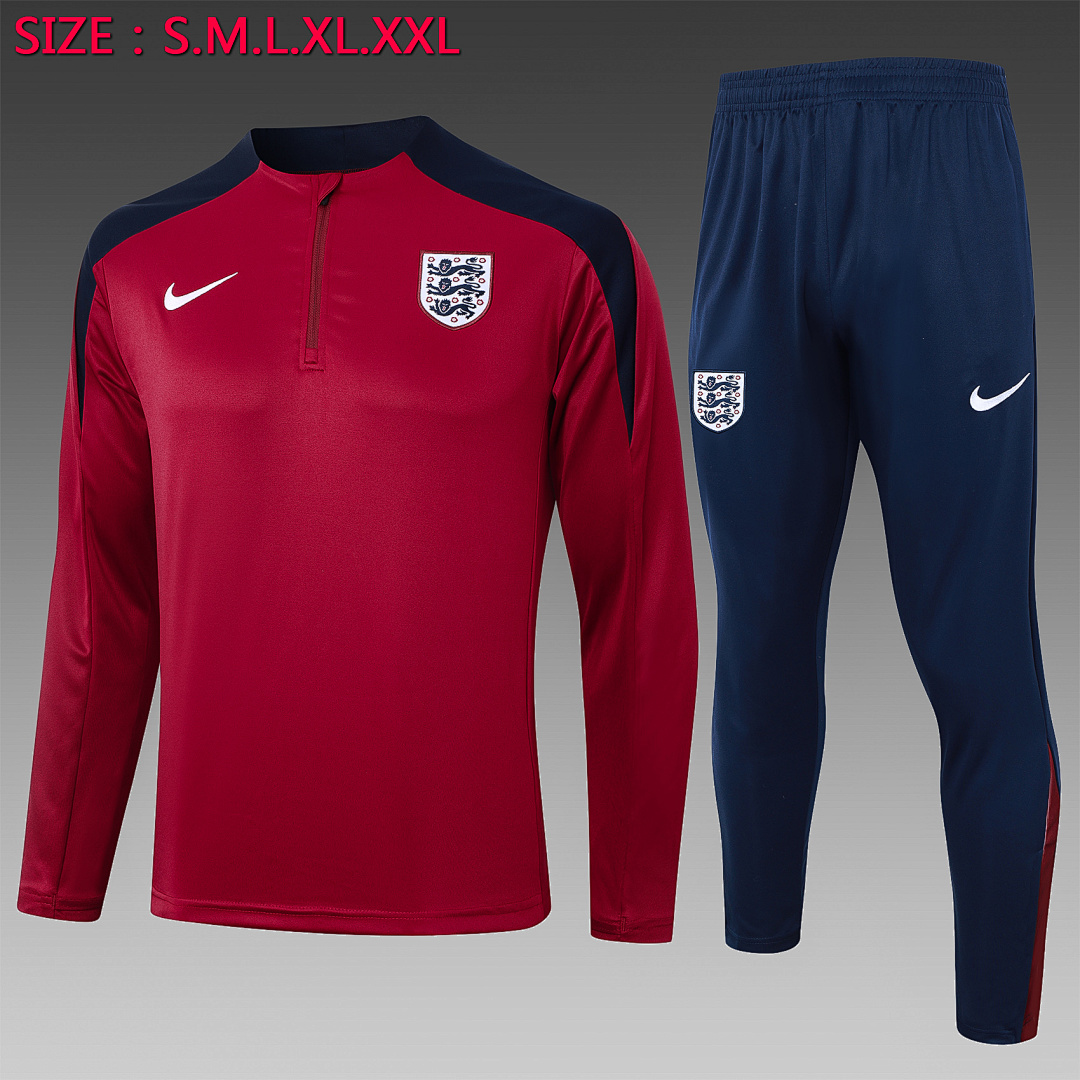 Fato de Treino Seleção da Inglaterra Manga Longa 2026/27 — Bordô 1
